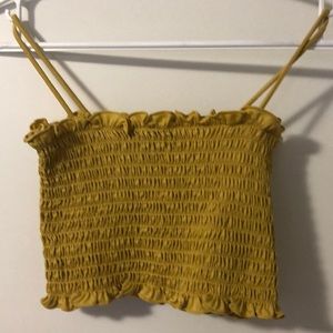 Yellow smocked crop top